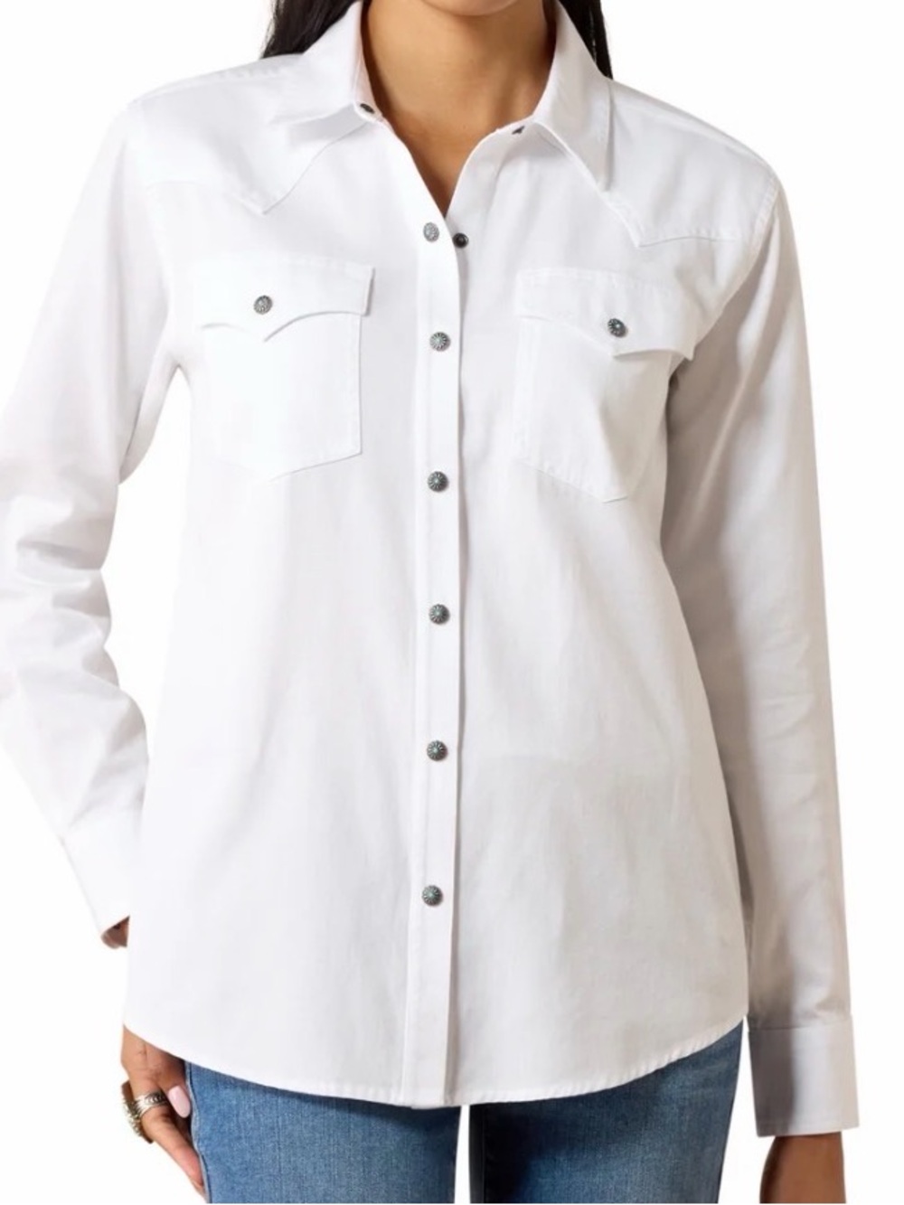 Ariat White Snap-Front Western Button Down Shirt Sz XL